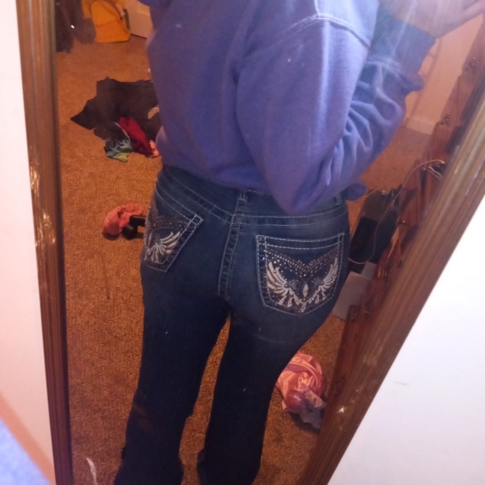 Women's Blue Jeans with Embroidered Pockets